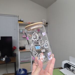 Broke Babes - Boo Tumblr Ghost with Wooden Lid & Straw